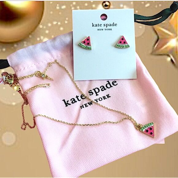 KATE SPADE WATERMELON EARRINGS AND NECKLACE SET PERFECT PICNIC - Picture 2 of 3
